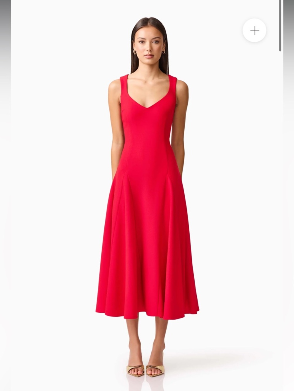 elliatt lila red a-line fit & flare deep v neck crepe midi dress size small NEW
